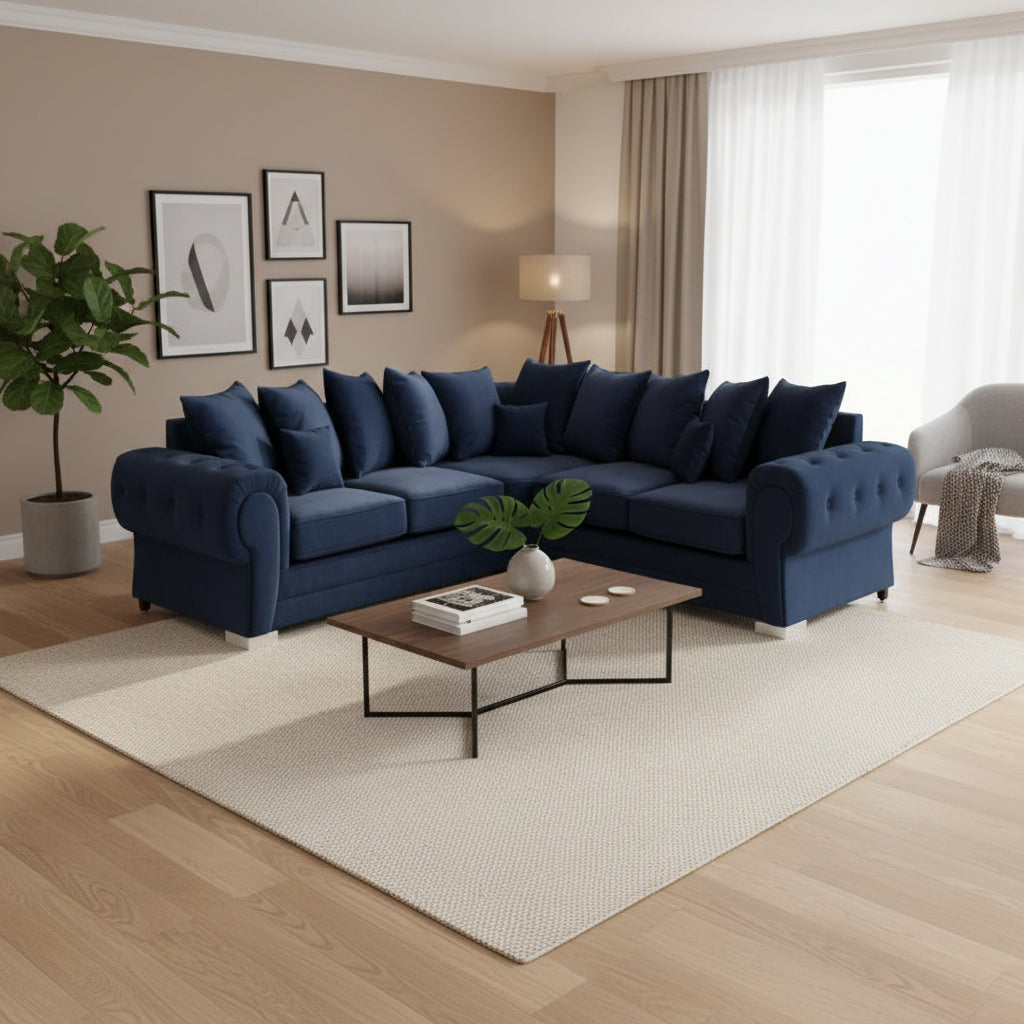 Verona Corner Sofa Plush Fabric L-Shape Sofa