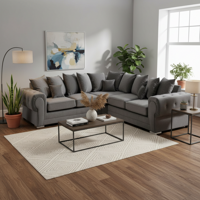 Verona Corner Sofa Plush Fabric L-Shape Sofa
