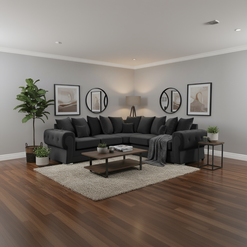 Verona Corner Sofa Plush Fabric L-Shape Sofa