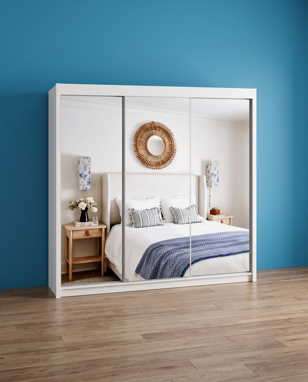 Milan Sliding Door Wardrobe with Mirror & 7 Sizes | 4 Colours