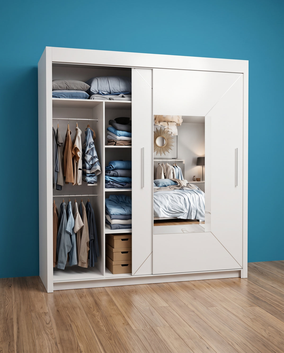 Nicole Sliding Door Wardrobe – Matt Finish | 3 Sizes | 3 Colours