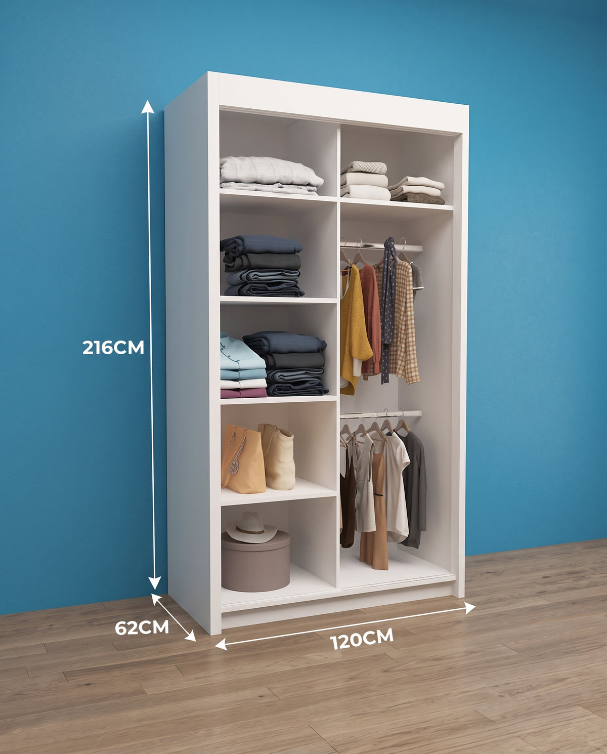 Batumi Modern Sliding Door Wardrobe – Matt Finish | 4 Sizes & 3 Colours