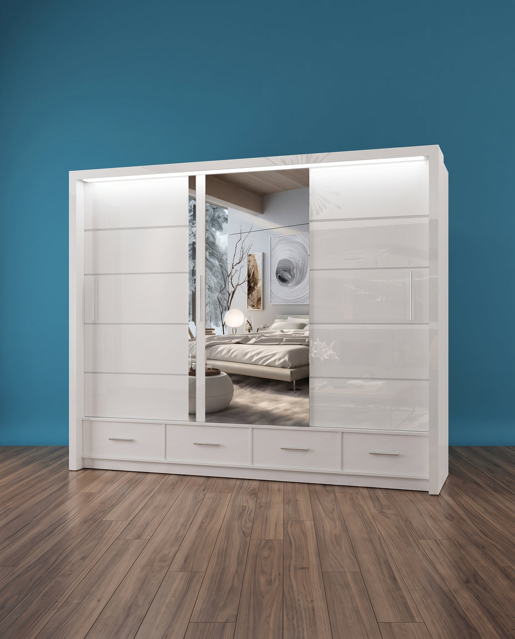 Sycilia High Gloss Sliding Door Wardrobe – 2 & 3 Doors | 2 Sizes | 3 Colours