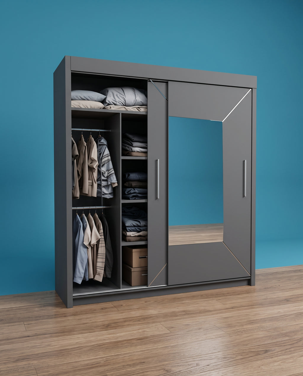 Nicole Sliding Door Wardrobe – Matt Finish | 3 Sizes | 3 Colours