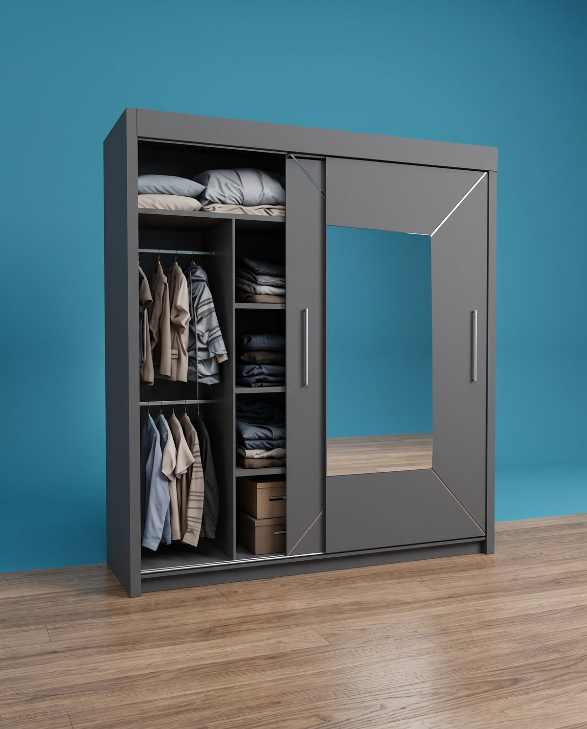 Nicole Sliding Door Wardrobe – Matt Finish | 3 Sizes | 3 Colours