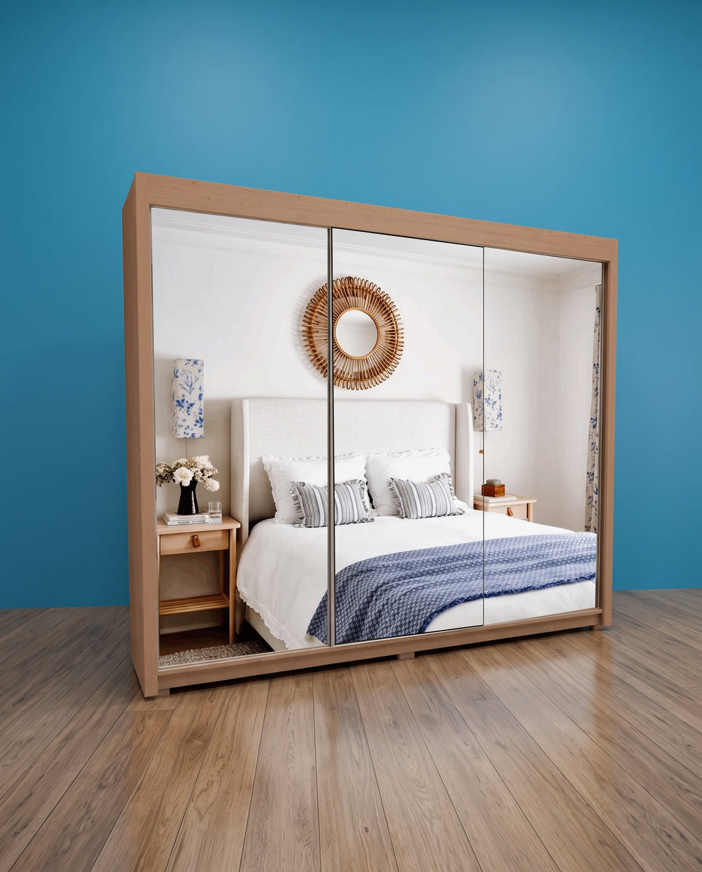 Milan Sliding Door Wardrobe with Mirror & 7 Sizes | 4 Colours