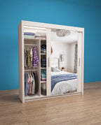 Milan Sliding Door Wardrobe with Mirror & 7 Sizes | 4 Colours