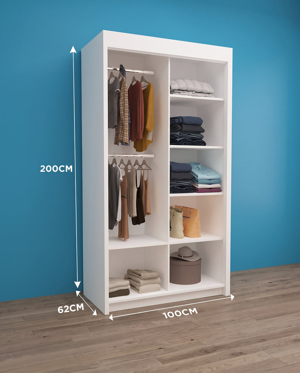 Milan Sliding Door Wardrobe with Mirror & 7 Sizes | 4 Colours