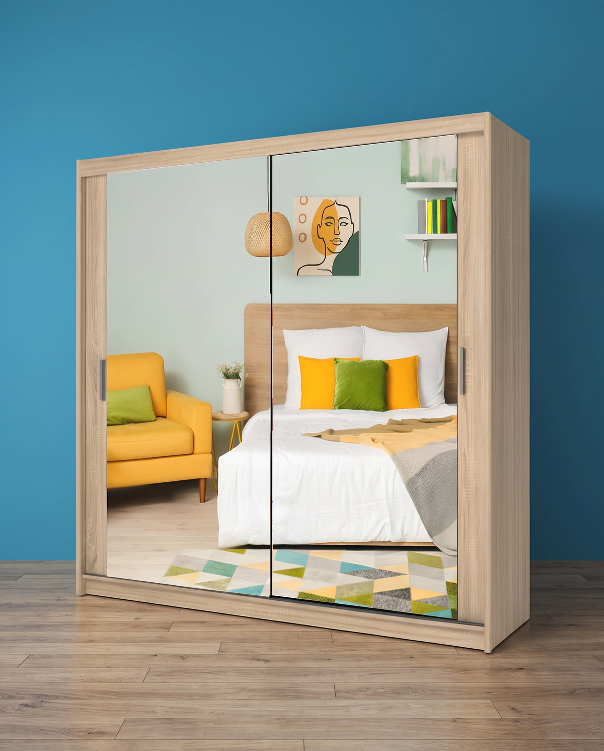 Milan Sliding Door Wardrobe with Mirror & 7 Sizes | 4 Colours