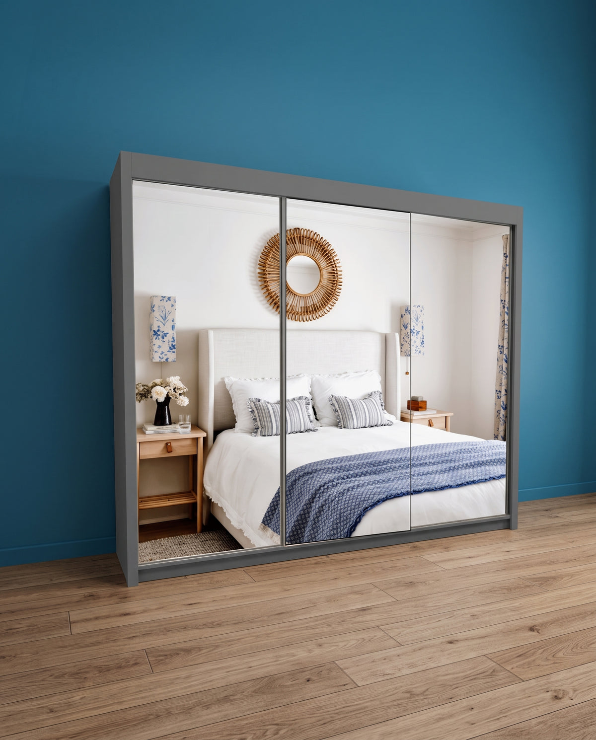 Milan Sliding Door Wardrobe with Mirror & 7 Sizes | 4 Colours