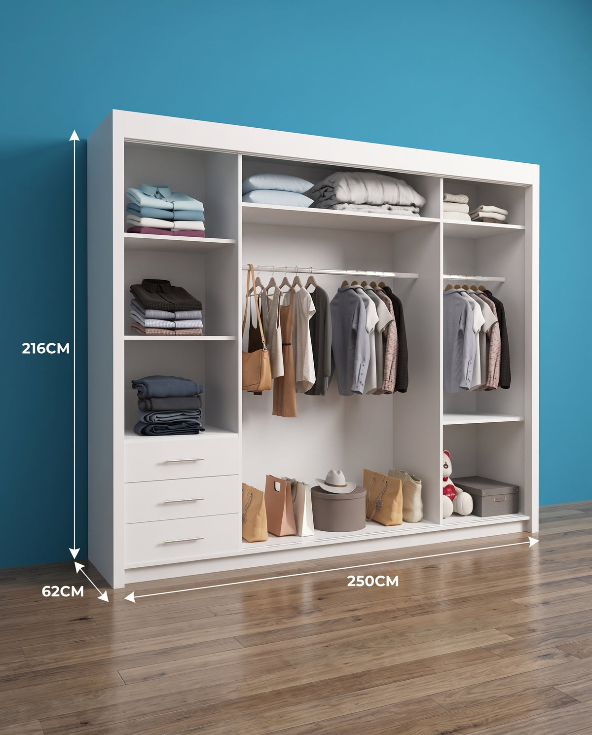 Royal Sliding Wardrobe – Matt Finish | 2 & 3 Doors | 4 Sizes | 4 Colours