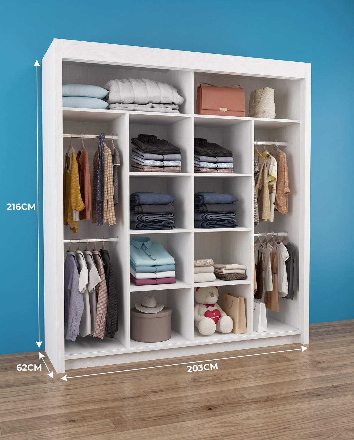 Batumi Modern Sliding Door Wardrobe – Matt Finish | 4 Sizes & 3 Colours