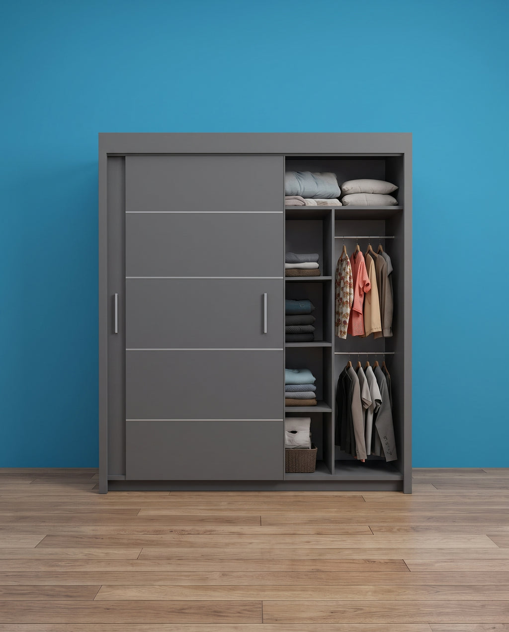 Vision Sliding Door Wardrobe – 2 & 3 Doors | Matt Finish | 5 Sizes | 4 Colours