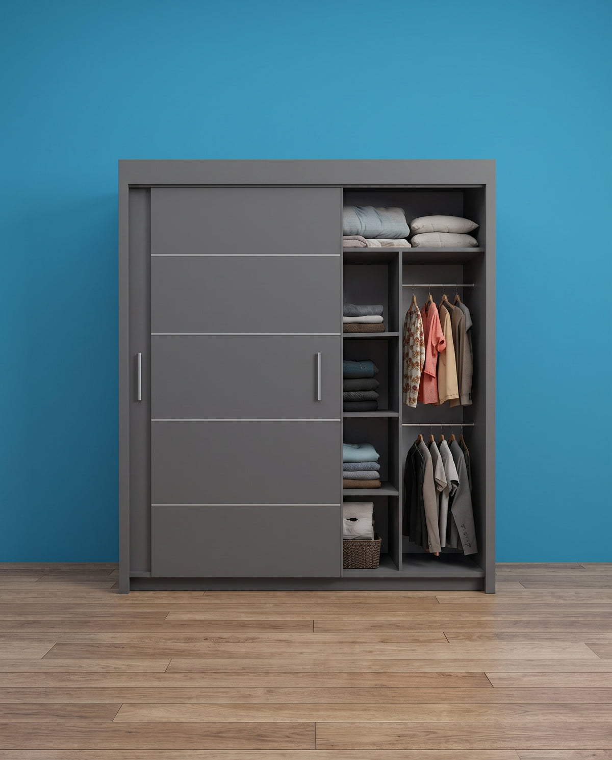 Vision Sliding Door Wardrobe – 2 & 3 Doors | Matt Finish | 5 Sizes | 4 Colours