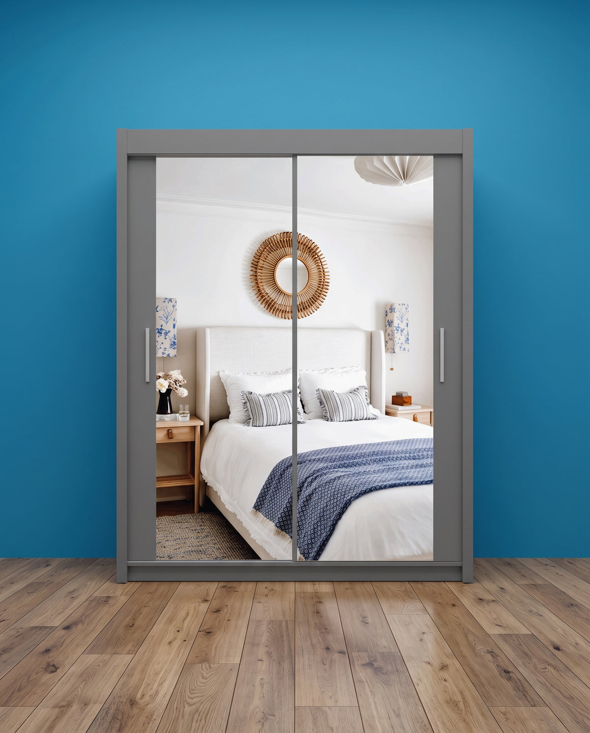 Milan Sliding Door Wardrobe with Mirror & 7 Sizes | 4 Colours