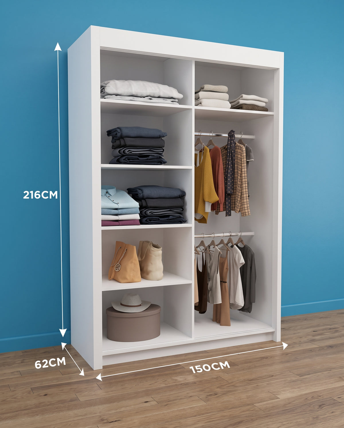 Batumi Modern Sliding Door Wardrobe – Matt Finish | 4 Sizes & 3 Colours