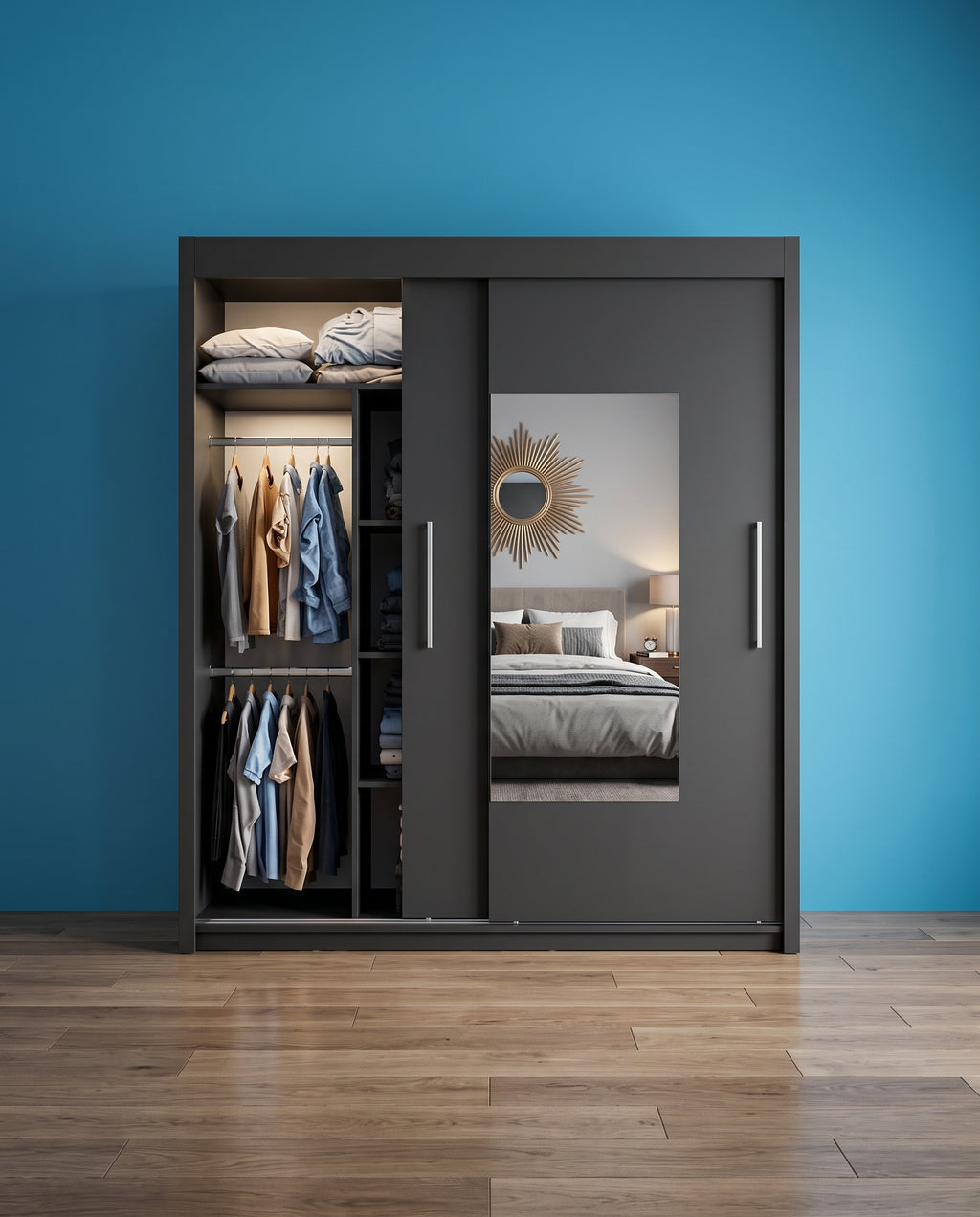 Nicole Sliding Door Wardrobe – Matt Finish | 3 Sizes | 3 Colours