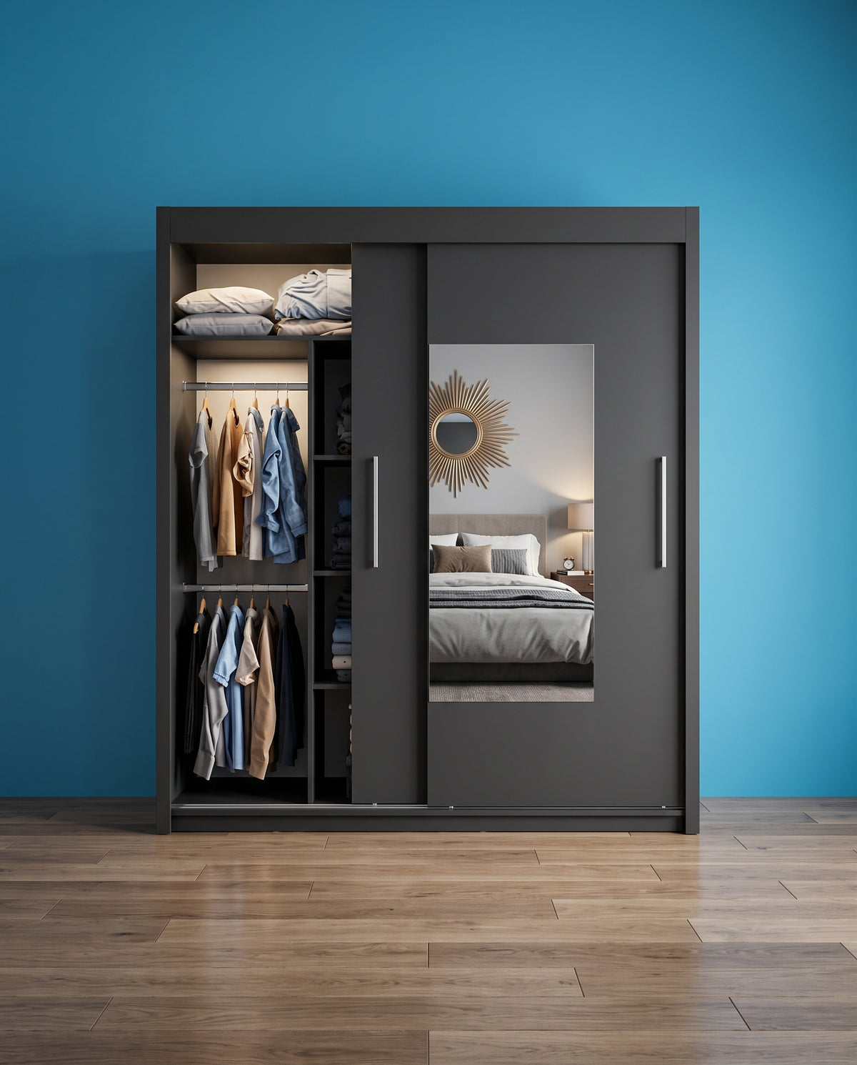 Nicole Sliding Door Wardrobe – Matt Finish | 3 Sizes | 3 Colours