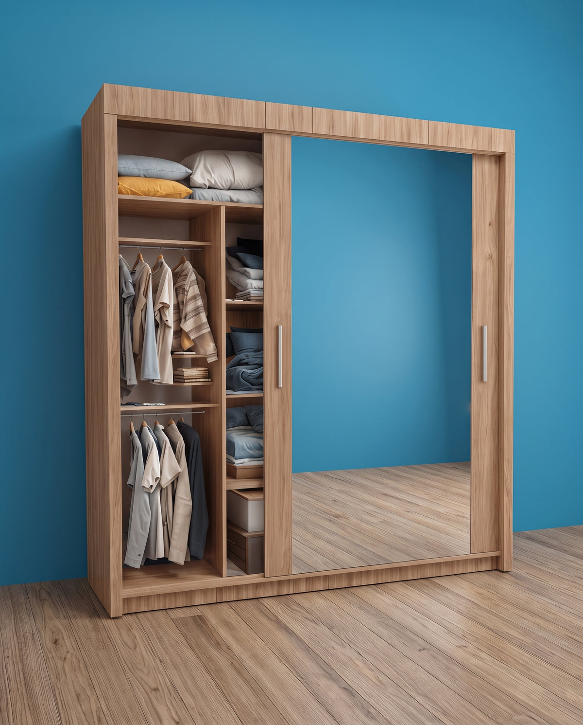 Milan Sliding Door Wardrobe with Mirror & 7 Sizes | 4 Colours