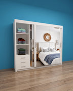 Milan Sliding Door Wardrobe with Mirror & 7 Sizes | 4 Colours