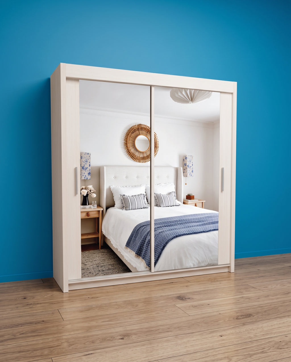 Milan Sliding Door Wardrobe with Mirror & 7 Sizes | 4 Colours