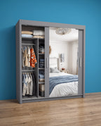 Milan Sliding Door Wardrobe with Mirror & 7 Sizes | 4 Colours
