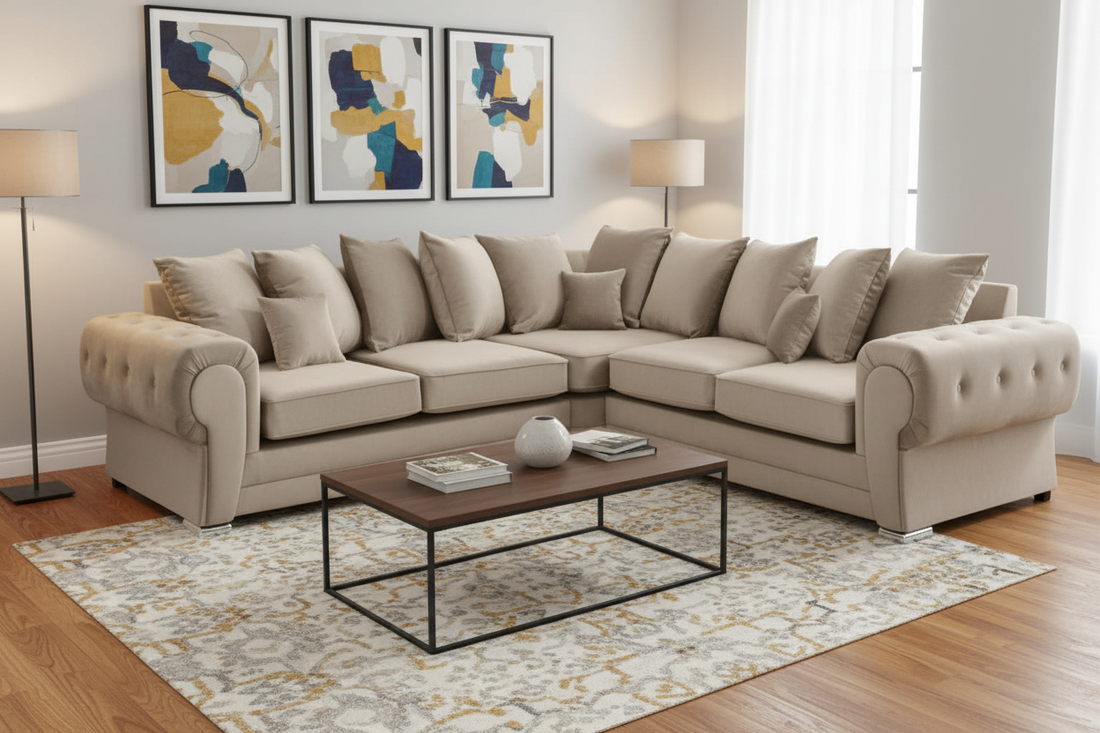 Verona Corner Sofa Plush Fabric L-Shape Sofa