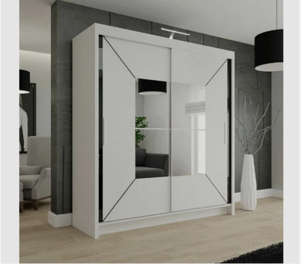 VENICE Sliding Door Wardrobe With Squared Mirror
