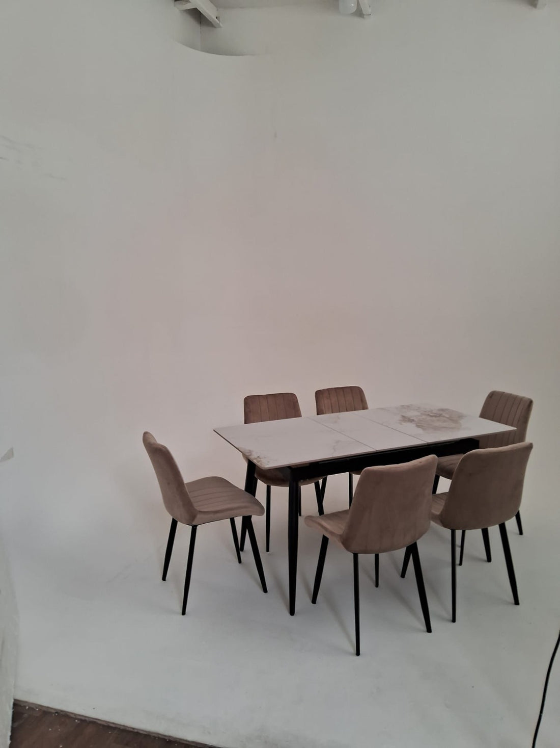 Modern High Gloss Extandable Ceramic Dining Table Set – Velvet Chairs, 4 & 6 Seater Grey Dining Set