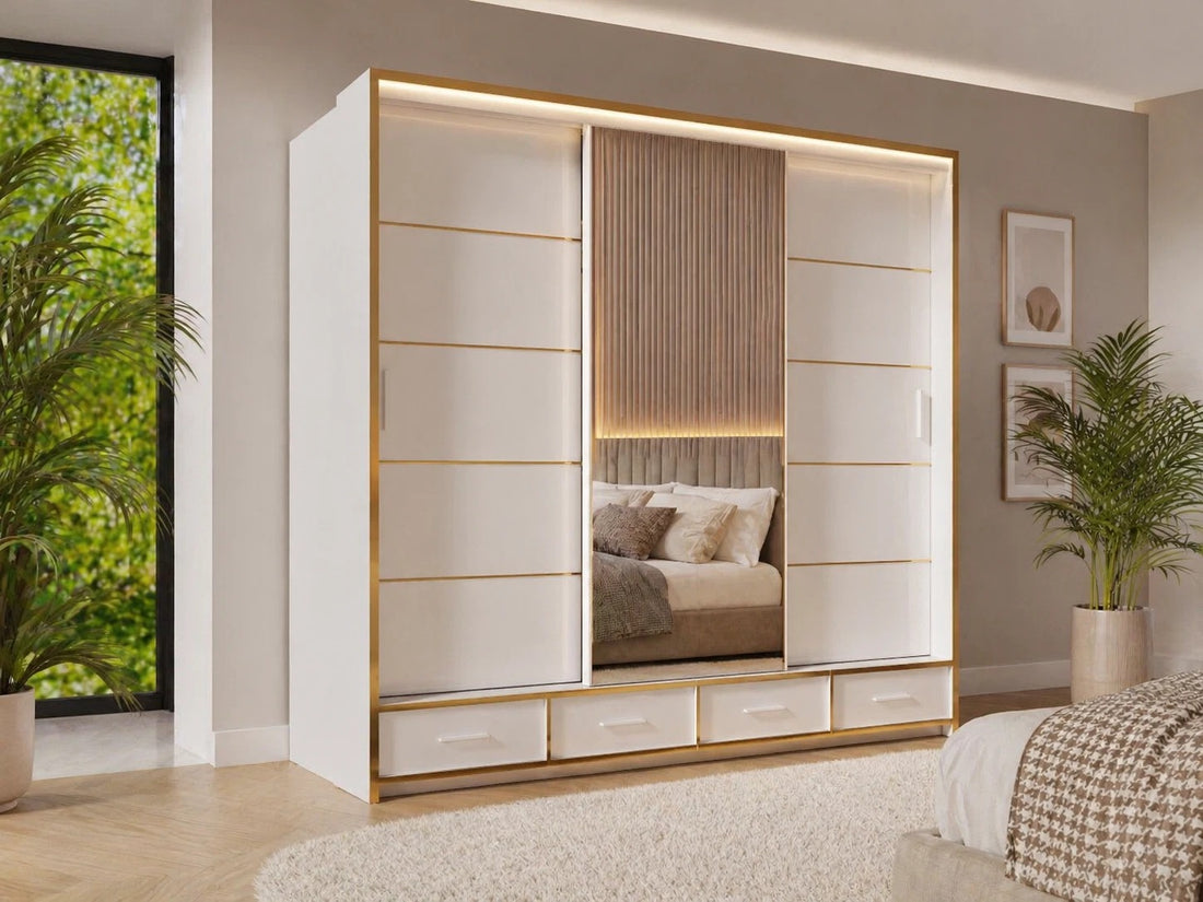 Florence High Gloss Sliding Door LED Wardrobe