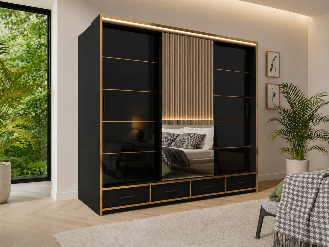 Florence High Gloss Sliding Door LED Wardrobe