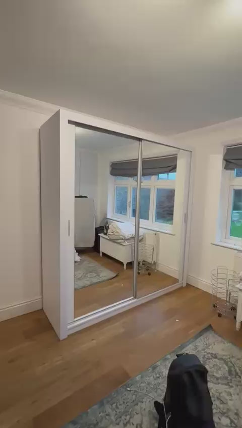 Milan Sliding Door Wardrobe with Mirror & 7 Sizes | 4 Colours