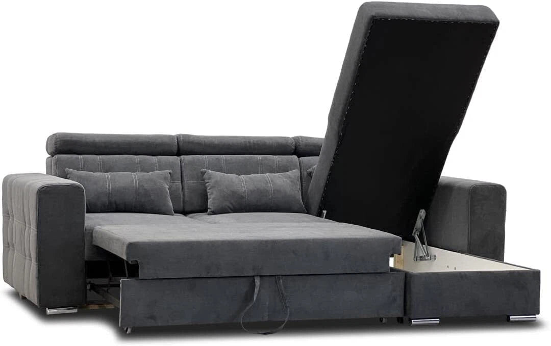 NZ Luca Corner Sofa Bed With Storage Fabric Sofa Universal Side Sofa Bed
