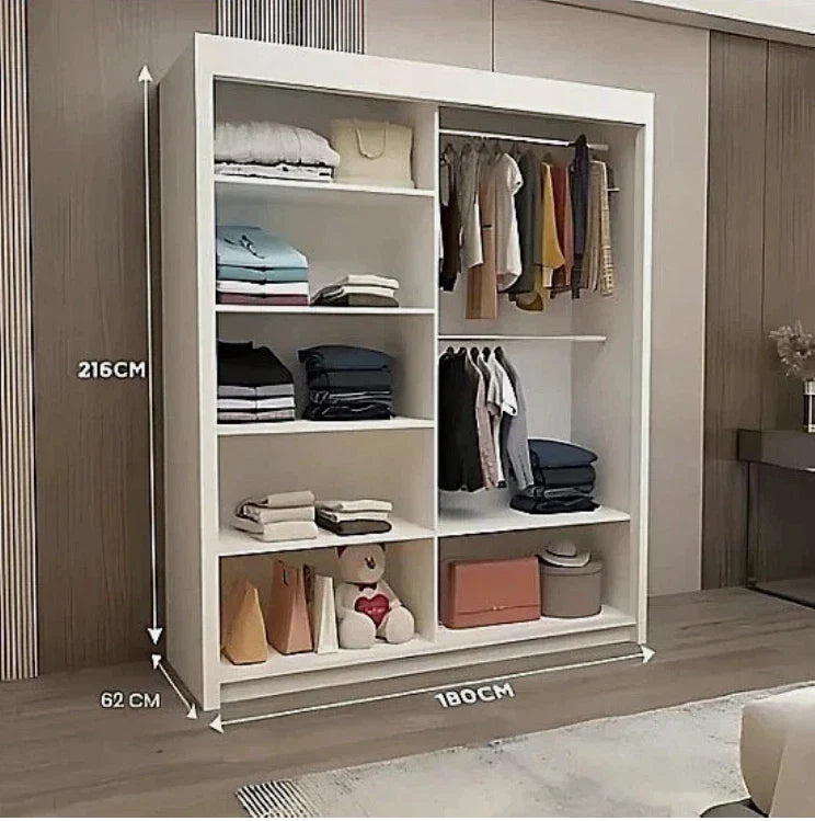 Milan Modern 2 & 3 Sliding Door Wardrobe in 6 Sizes With White Color