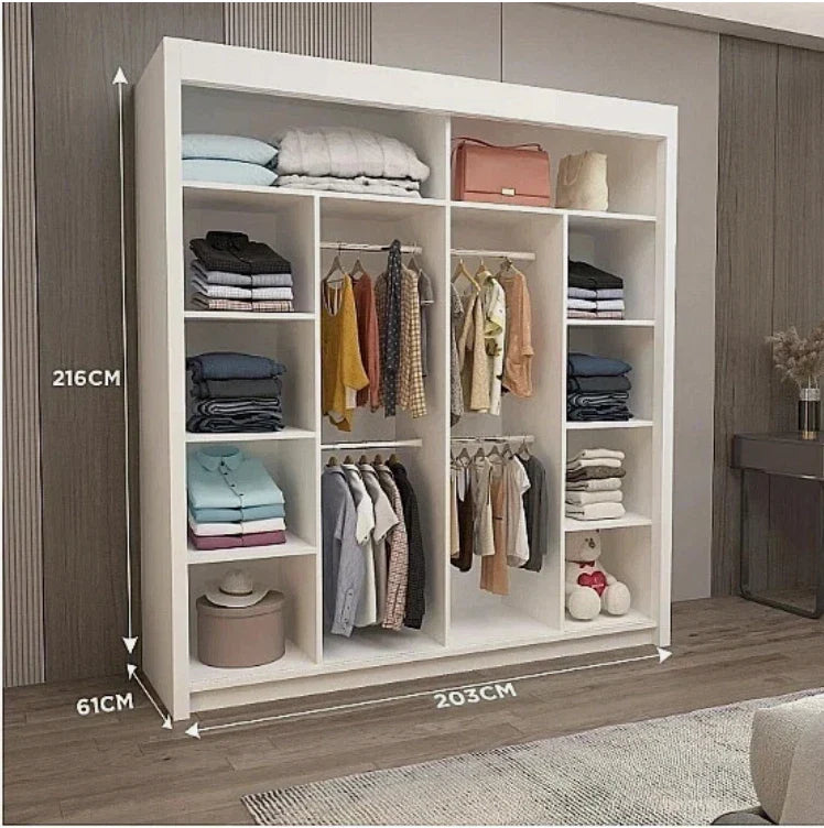 Milan Modern 2 & 3 Sliding Door Wardrobe in 6 Sizes With Gray Color