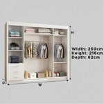 Milan Modern 2 & 3 Sliding Door Wardrobe in 6 Sizes With Gray Color