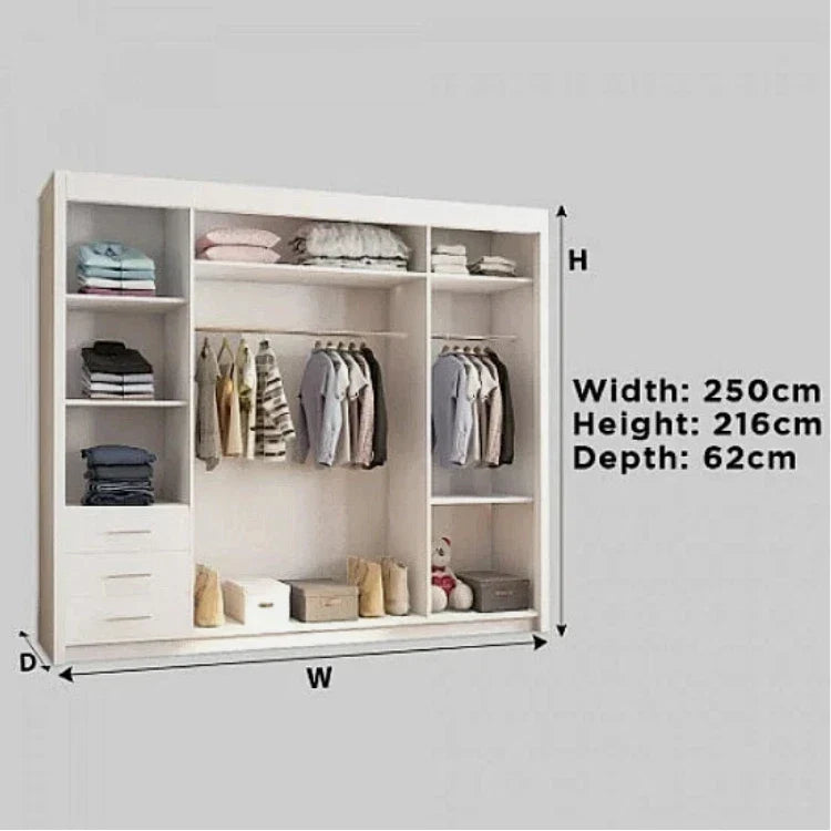 Milan Modern 2 & 3 Sliding Door Wardrobe in 6 Sizes With Black Color