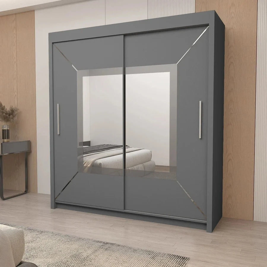 Modern mirror Venice Sliding Door With Gray Color