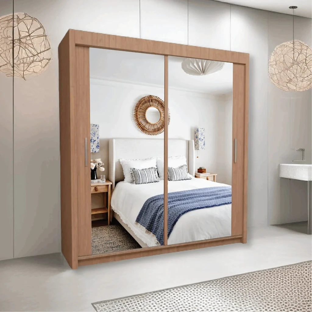 Sliding Door Wardrobe in 6 Sizes With Brown Color Luxury Finish