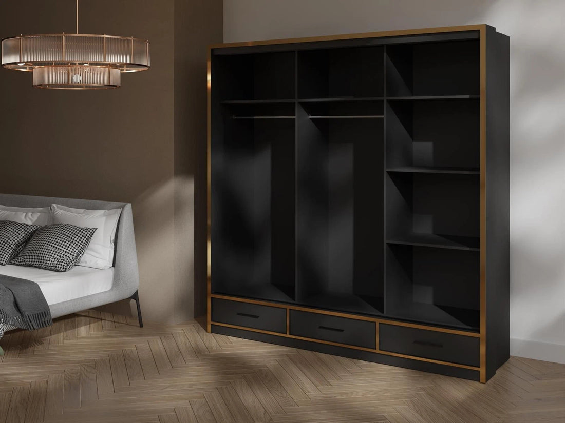 High Gloss Sliding Wardrobe With LED Light in availabl 2 Sizes 2 Colours