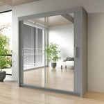 Milan Modern 2 & 3 Sliding Door Wardrobe in 6 Sizes With Gray Color