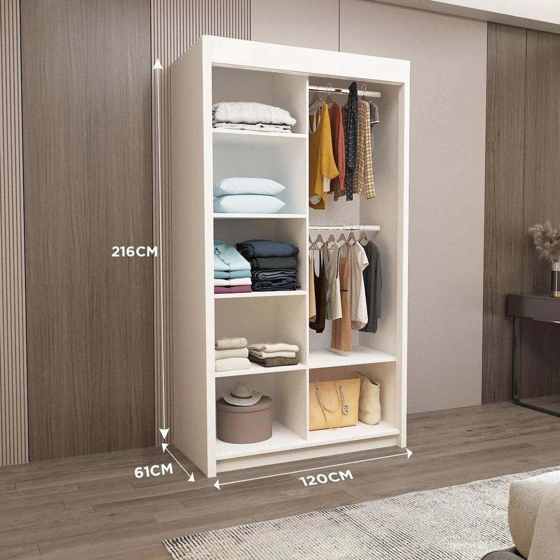 Sliding Door Wardrobe in 6 Sizes With Brown Color Luxury Finish