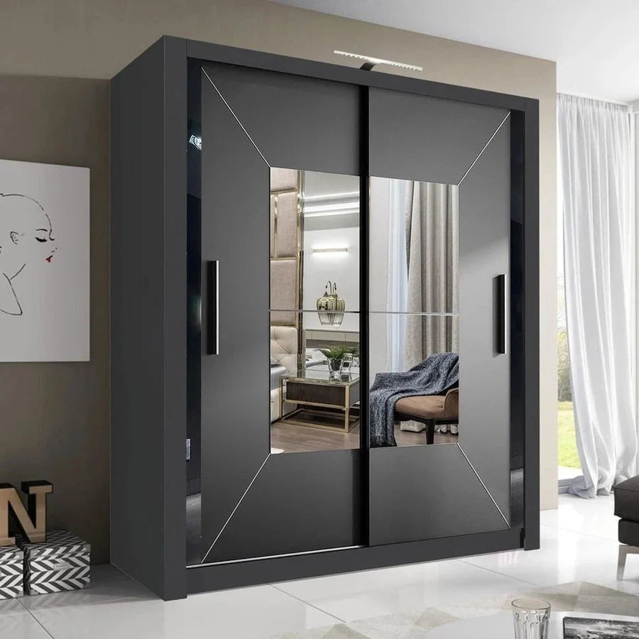 Modern mirror Venice Sliding Door With Black Color
