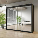 Milan Modern 2 & 3 Sliding Door Wardrobe in 6 Sizes With Black Color