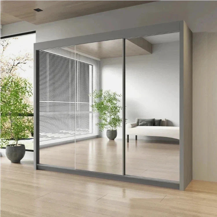 Milan Modern 2 & 3 Sliding Door Wardrobe in 6 Sizes With Gray Color