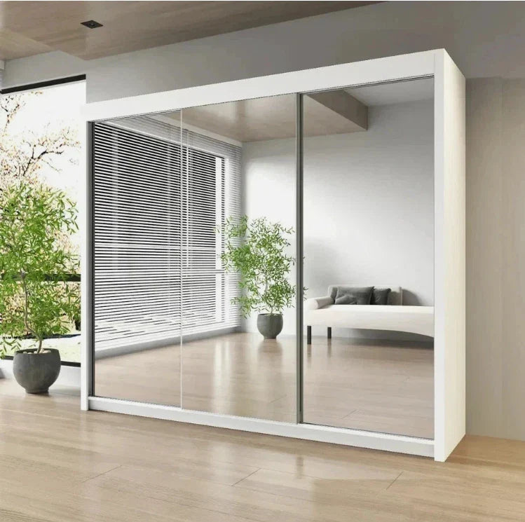 Milan Modern 2 & 3 Sliding Door Wardrobe in 6 Sizes With White Color