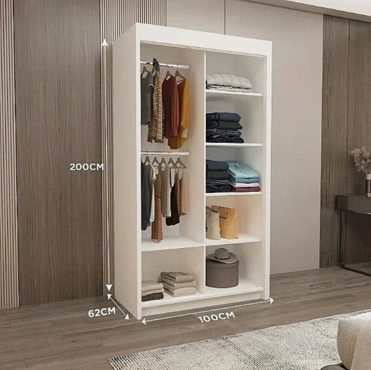 Milan Modern 2 & 3 Sliding Door Wardrobe in 6 Sizes With Black Color