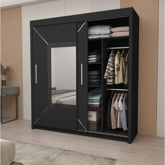VENICE Sliding Door Wardrobe With Squared Mirror