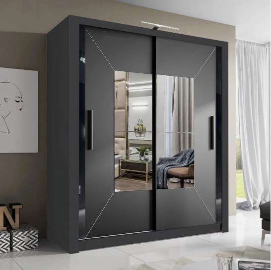 VENICE Sliding Door Wardrobe With Squared Mirror